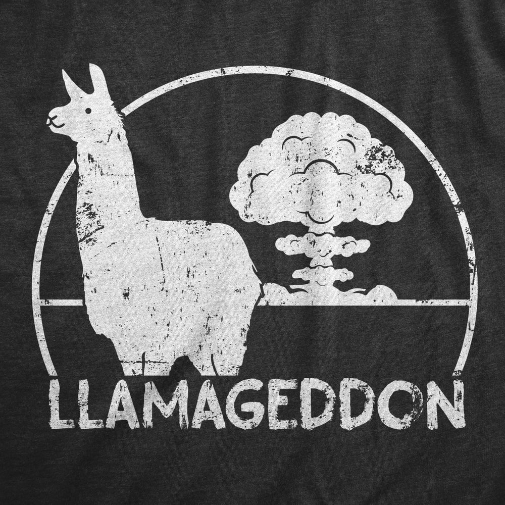 Mens Llamageddon T Shirt Funny Sarcastic Dooms Day Llama Explosion Graphic Tee For Guys Image 2