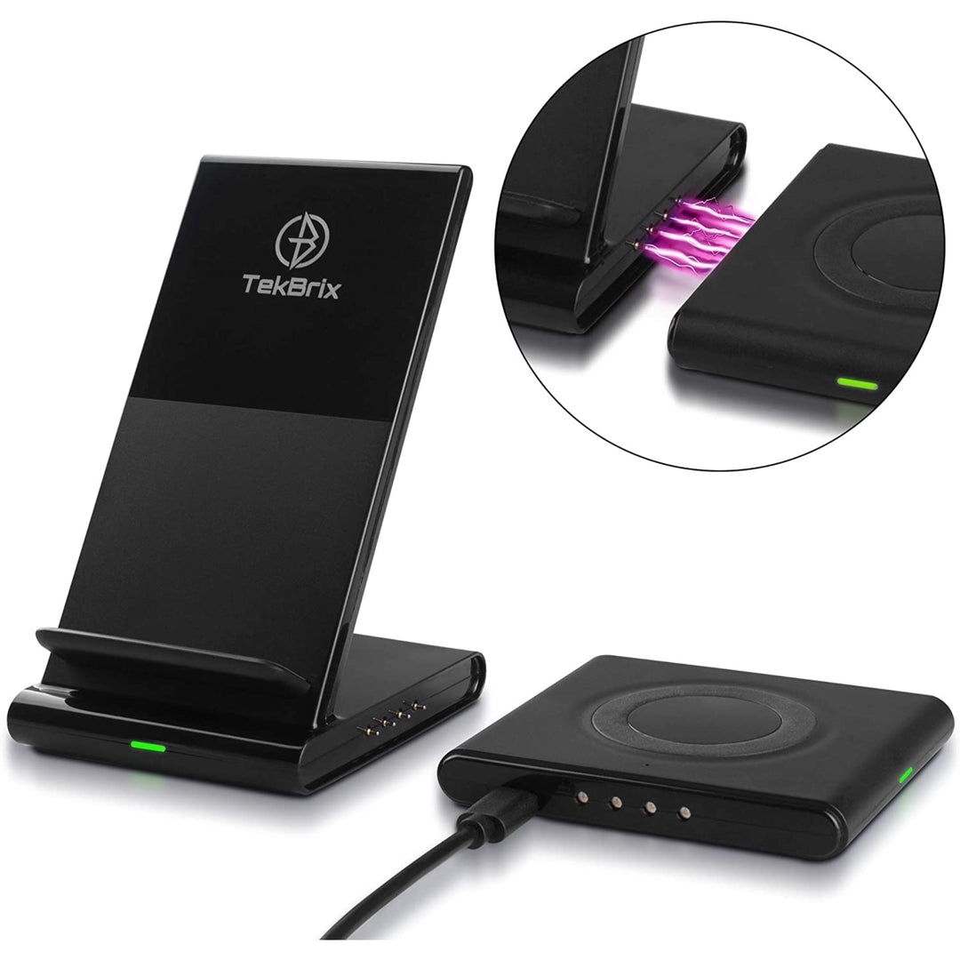 Wireless Charger 2 in 1 - Dual Fast Charging Stand and Pad Station - 10W Max for Qi Devices Image 2