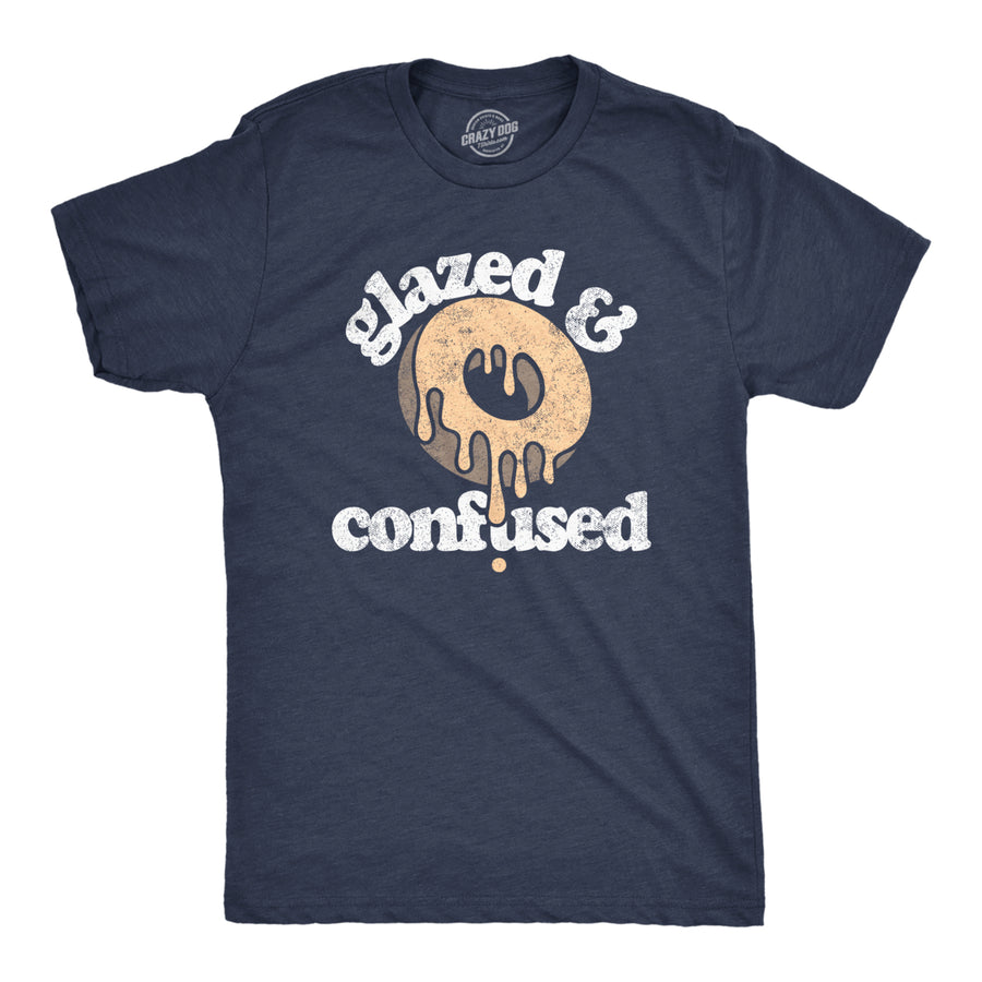 Mens Glazed And Confused T Shirt Funny Sarcastic Donut Graphic Novelty Tee For Guys Image 1