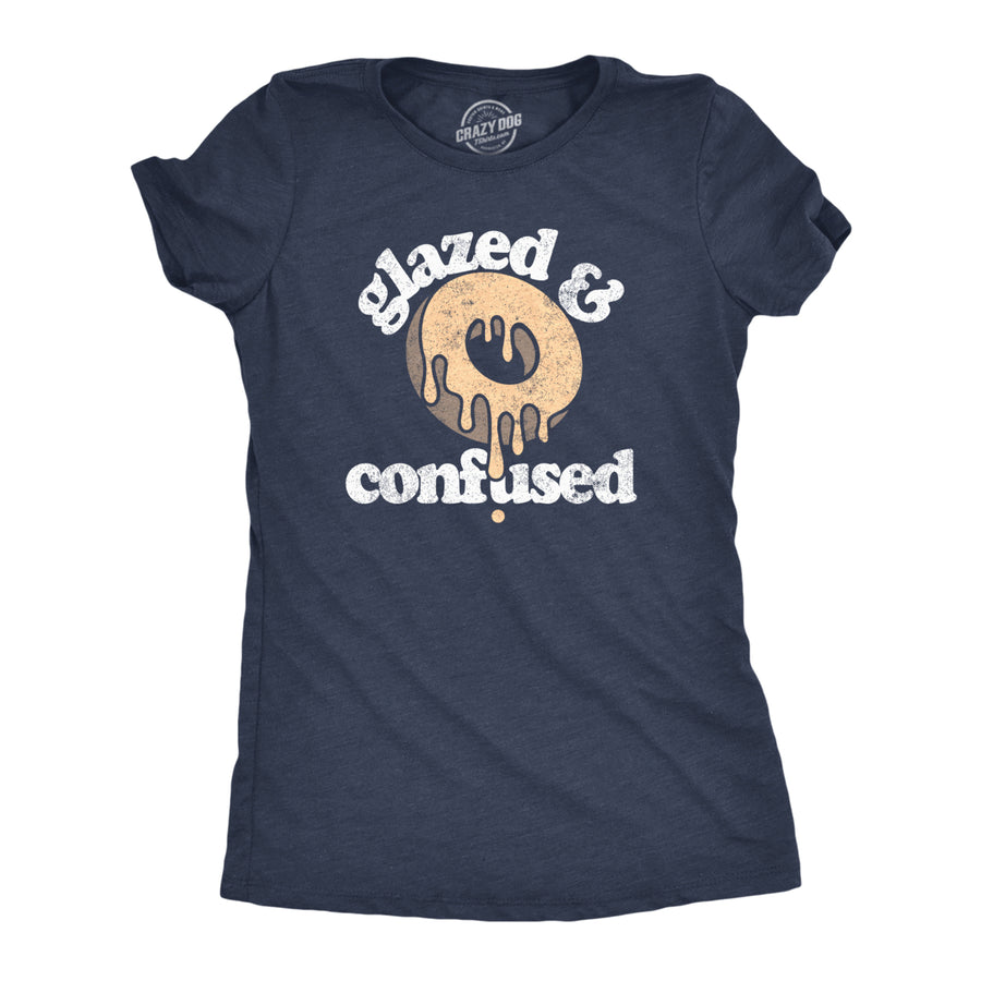 Womens Glazed And Confused T Shirt Funny Sarcastic Donut Graphic Novelty Tee For Ladies Image 1