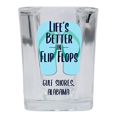 Gulf Shores Alabama Souvenir 2 Ounce Square Shot Glass Flip Flop Design Image 1