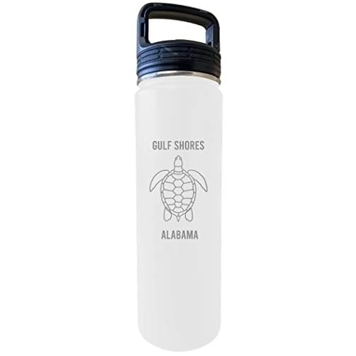 Gulf Shores Alabama Souvenir 32 Oz Engraved White Insulated Double Wall Stainless Steel Water Bottle Tumbler Image 1