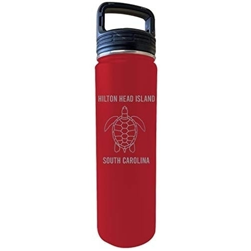 Hilton Head Island South Carolina Souvenir 32 Oz Engraved Red Insulated Double Wall Stainless Steel Water Bottle Tumbler Image 1