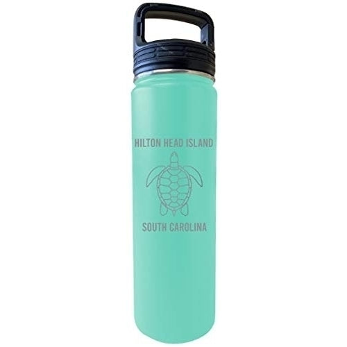 Hilton Head Island South Carolina Souvenir 32 Oz Engraved Seafoam Insulated Double Wall Stainless Steel Water Bottle Image 1