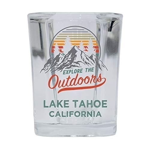 Lake Tahoe California Explore the Outdoors Souvenir 2 Ounce Square Base Liquor Shot Glass Image 1