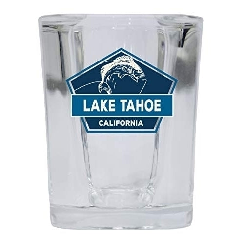 Lake Tahoe California Souvenir 2 Ounce Square Base Liquor Shot Glass Image 1