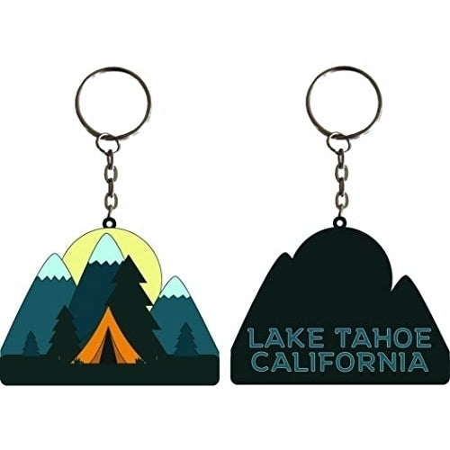 Lake Tahoe California Souvenir tent Metal Keychain Image 1