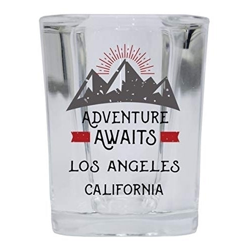 Los Angeles California Souvenir 2 Ounce Square Base Liquor Shot Glass Adventure Awaits Design Image 1