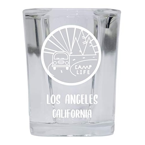 Los Angeles California Souvenir Laser Engraved 2 Ounce Square Base Liquor Shot Glass 4-Pack Camp Life Design Image 1