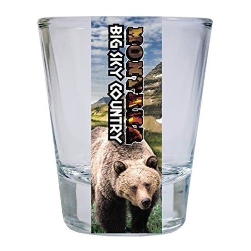 Montana Big Sky Country Bear State Souvenir Round Shot Glass Image 1