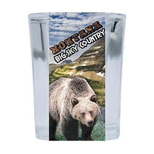 Montana Big Sky Country Bear State Souvenir Square Shot Glass Image 1