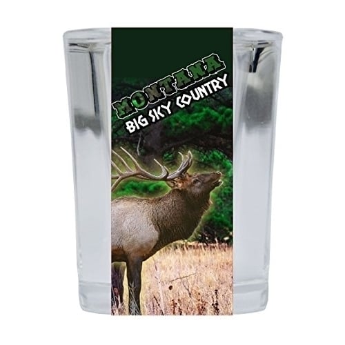 Montana Big Sky Country Elk State Souvenir Square Shot Glass Image 1