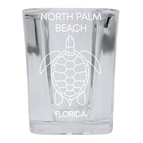 North Myrtle Beach South Carolina Souvenir 2 Ounce Square Shot Glass laser etched Turtle Design Image 1