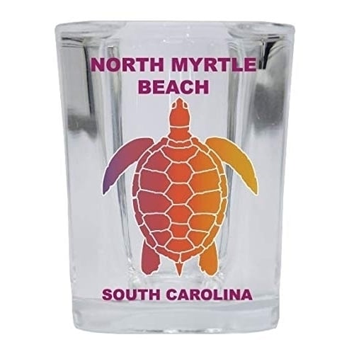 NORTH MYRTLE BEACH South Carolina Square Shot Glass Rainbow Turtle Design Image 1