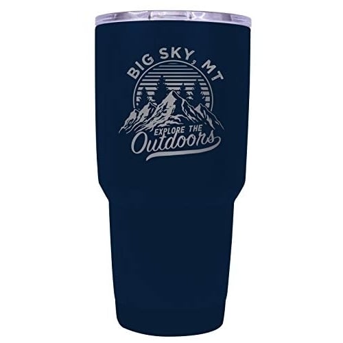 Big Sky Montana Souvenir Laser Engraved 24 oz Insulated Stainless Steel Tumbler Navy. Image 1