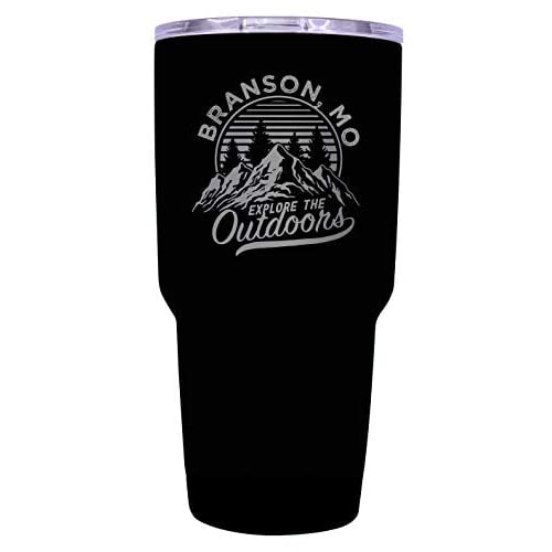 Branson Missouri Souvenir Laser Engraved 24 oz Insulated Stainless Steel Tumbler Black. Image 1