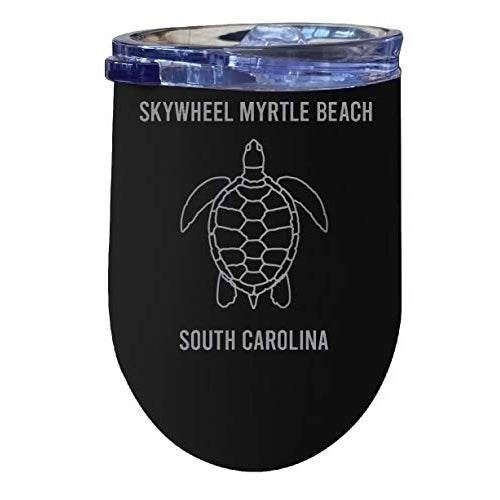 R and R Imports Skywheel Myrtle Beach South Carolina Souvenir 12 oz Black Laser Etched Insulated Wine Stainless Steel Image 1
