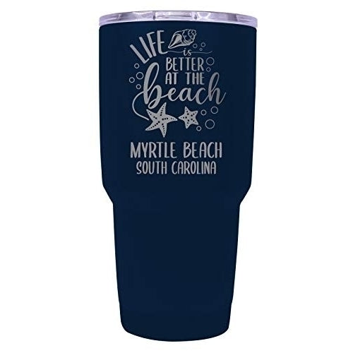 Myrtle Beach South Carolina Souvenir Laser Engraved 24 Oz Insulated Stainless Steel Tumbler Navy. Image 1