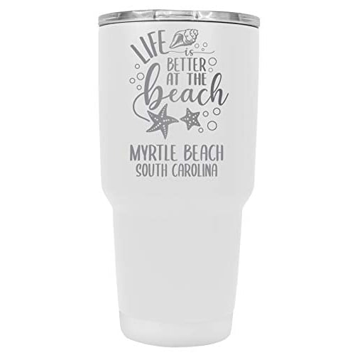 Myrtle Beach South Carolina Souvenir Laser Engraved 24 Oz Insulated Stainless Steel Tumbler White White. Image 1