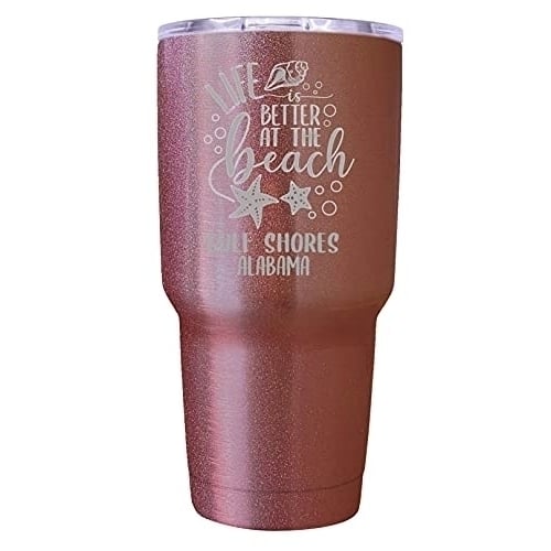 Gulf Shores Alabama Laser Engraved 24 Oz Insulated Stainless Steel Tumbler Rose Gold Image 1