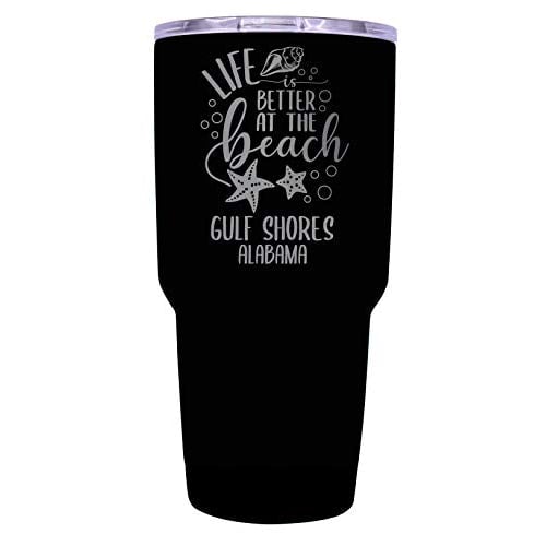 Gulf Shores Alabama Souvenir Laser Engraved 24 Oz Insulated Stainless Steel Tumbler Black. Image 1