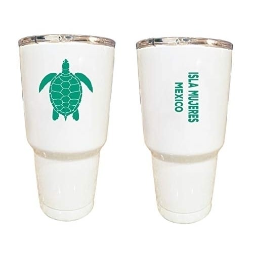 Isla Mujeres Mexico Souvenir 24 oz Insulated Stainless Steel Tumbler White White. Image 1