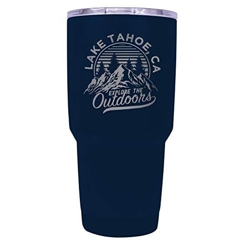 Lake Tahoe California Souvenir Laser Engraved 24 oz Insulated Stainless Steel Tumbler Navy. Image 1