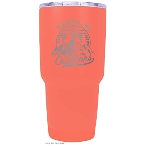 Tampa Florida Souvenir Laser Engraved 24 oz Insulated Stainless Steel Tumbler Coral. Image 1