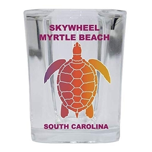 Skywheel Myrtle Beach South Carolina Souvenir Square Shot Glass Rainbow Turtle Design 4-Pack Image 1