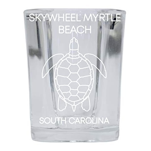 Skywheel Myrtle Beach South Carolina Souvenir 2 Ounce Square Shot Glass laser etched Turtle Design Image 1