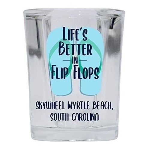 Skywheel Myrtle Beach South Carolina Souvenir 2 Ounce Square Shot Glass Flip Flop Design 4-Pack Image 1