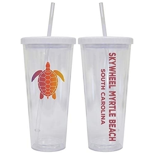 Skywheel Myrtle Beach South Carolina Souvenir 24 oz Reusable Plastic Tumbler With Straw and Lid Image 1