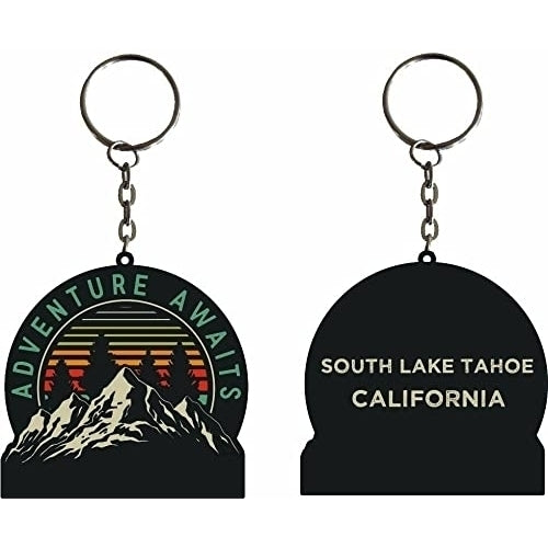 South Lake Tahoe California Souvenir adventure awaits Metal Keychain Image 1