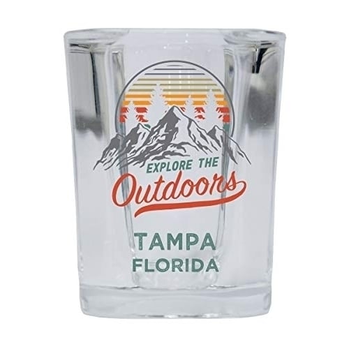 Tampa Florida Explore the Outdoors Souvenir 2 Ounce Square Base Liquor Shot Glass Image 1