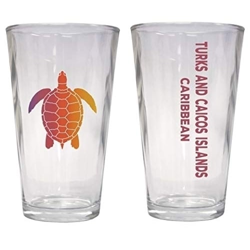 Turks And Caicos Islands Caribbean Souvenir 16 oz Pint Glass Turtle Design Image 1