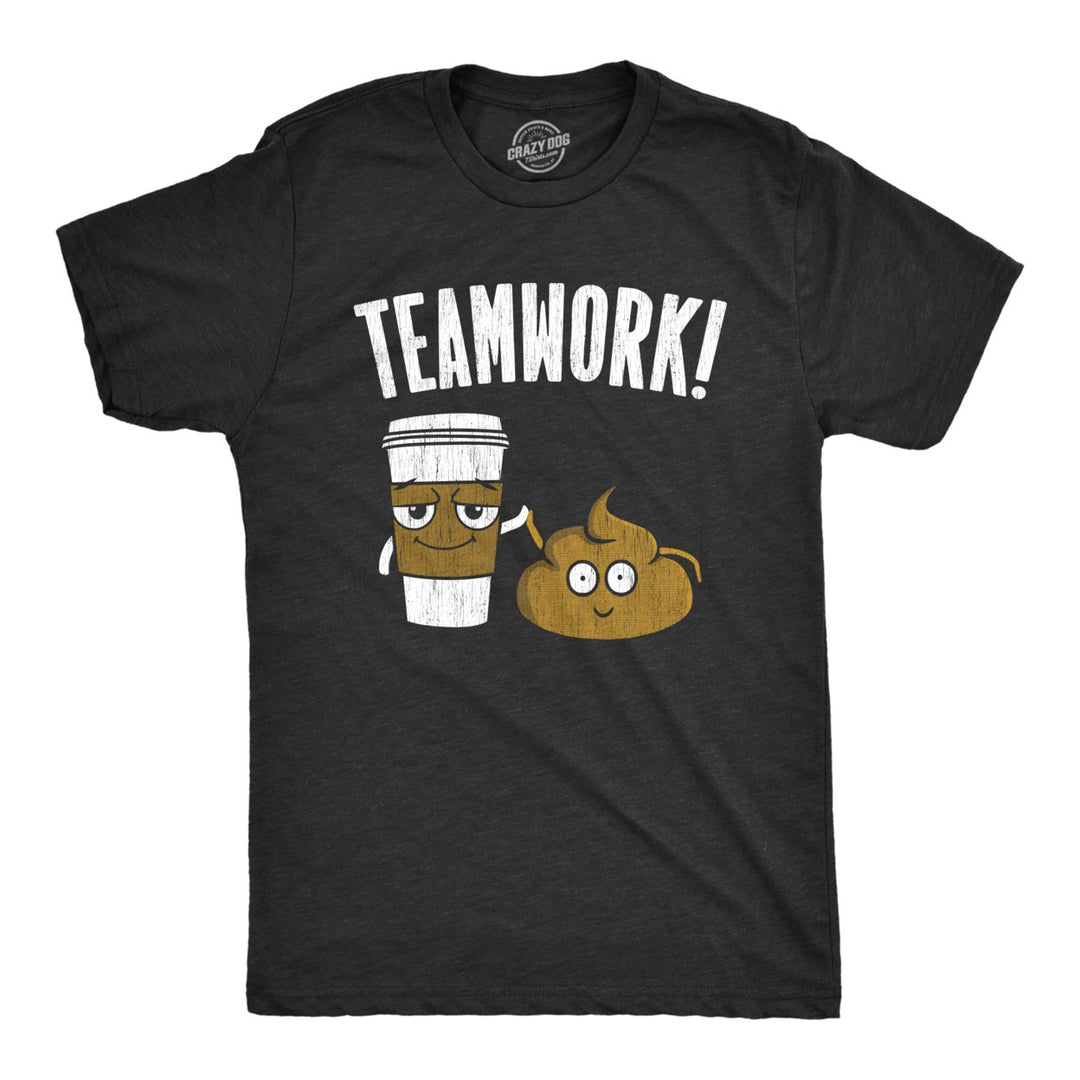 Mens Teamwork T Shirt Funny Sarcastic Poop And Coffee Partners Joke Novelty Tee For Guys Image 1