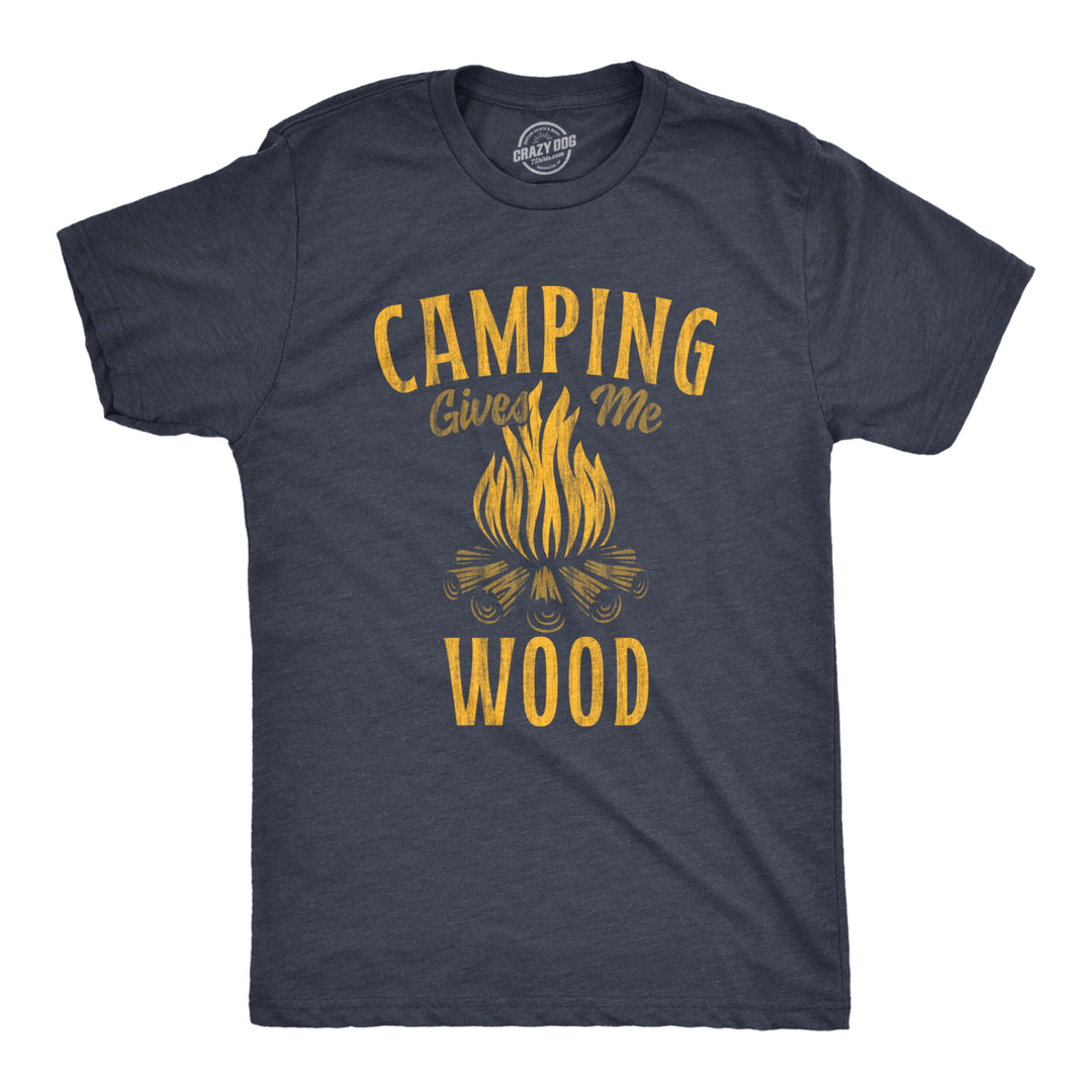 Mens Camping Gives Me Wood T Shirt Funny Sarcastic Sexual Camp Fire Joke Novelty Tee For Guys Image 4