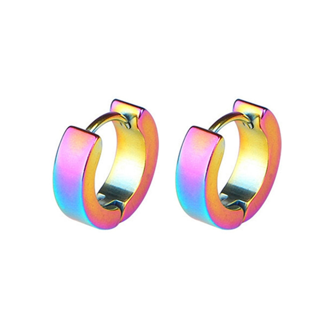 1 Pair Fashion Cool Men\s Stainless Steel Huggie Hoop Earrings Casual Jewelry Image 6
