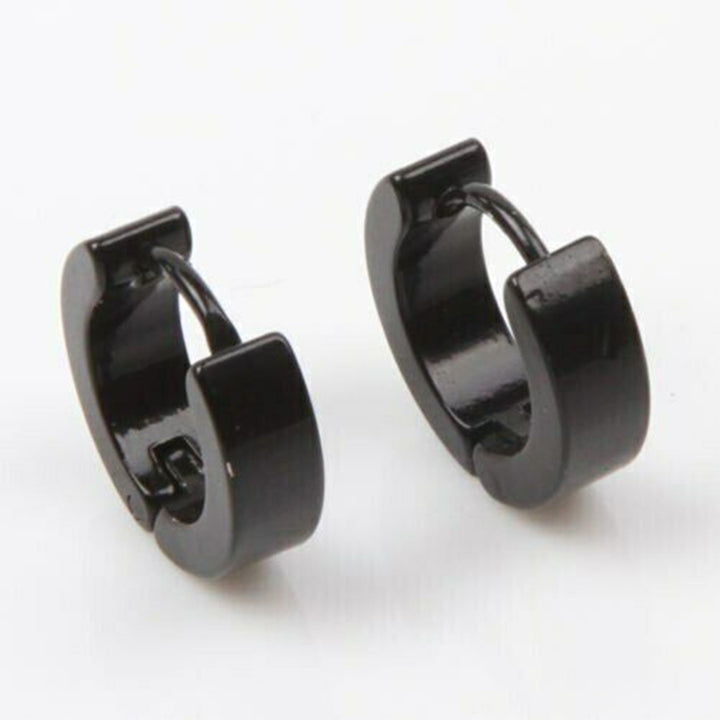 1 Pair Fashion Cool Men\s Stainless Steel Huggie Hoop Earrings Casual Jewelry Image 8