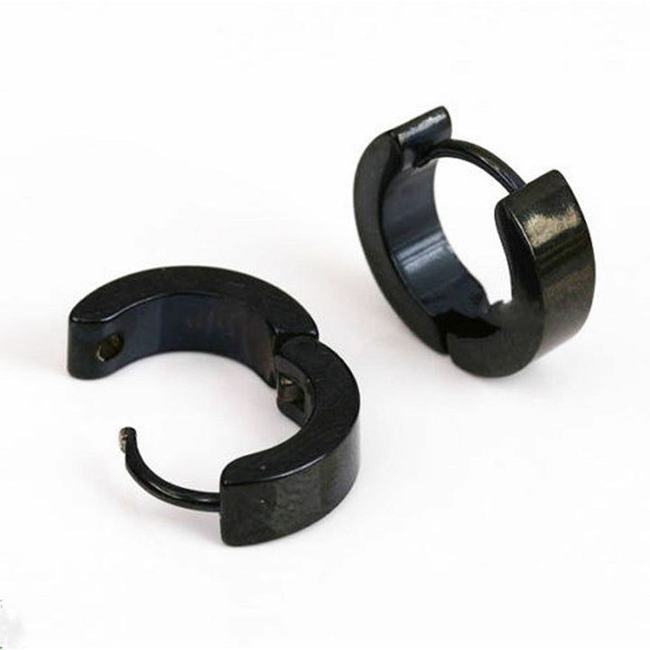 1 Pair Fashion Cool Men\s Stainless Steel Huggie Hoop Earrings Casual Jewelry Image 9