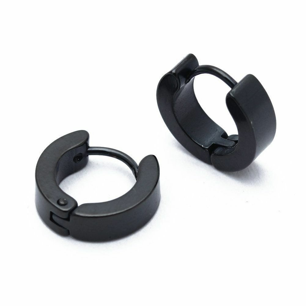 1 Pair Fashion Cool Men\s Stainless Steel Huggie Hoop Earrings Casual Jewelry Image 10