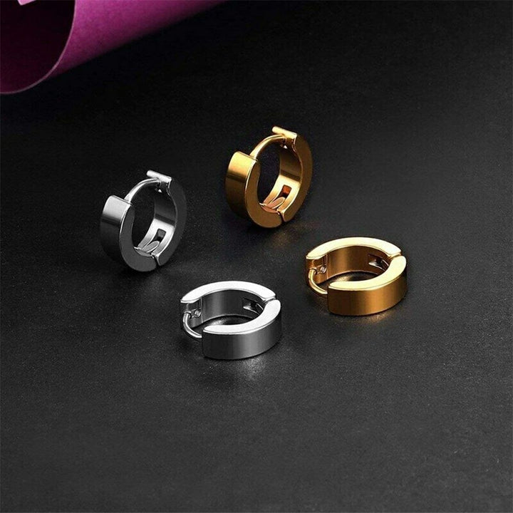 1 Pair Fashion Cool Men\s Stainless Steel Huggie Hoop Earrings Casual Jewelry Image 12