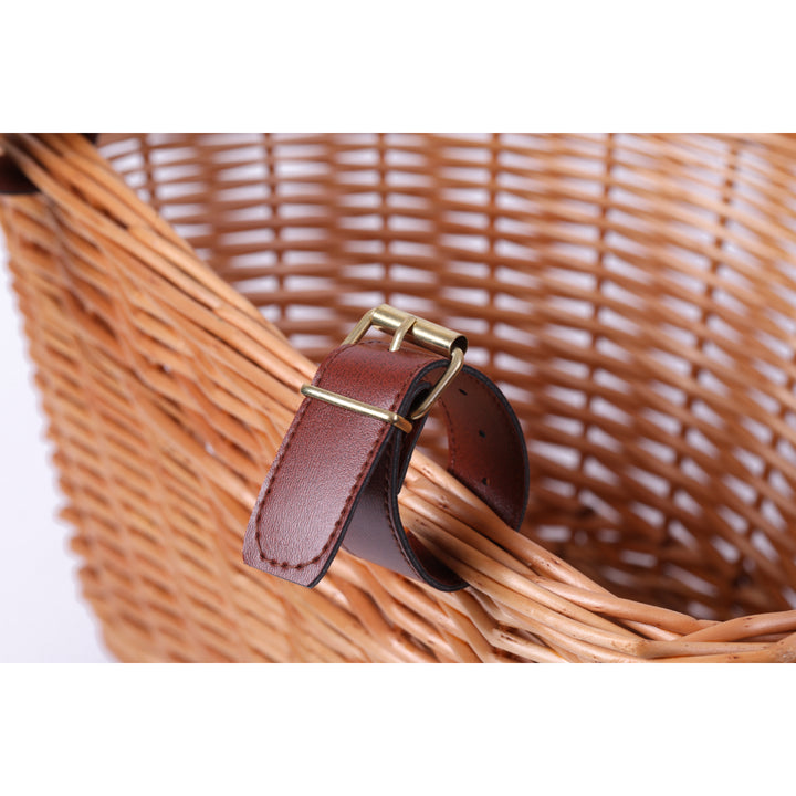 Wicker Front Bike Storage Basket with Faux Leather Straps 15.75" Durable Wicker Image 3