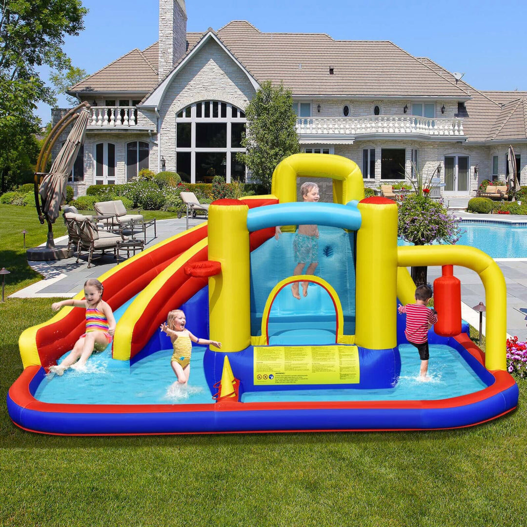 7-in-1 Inflatable Water Slide Water Park Kids Bounce Castle With 735W Air Blower Image 3