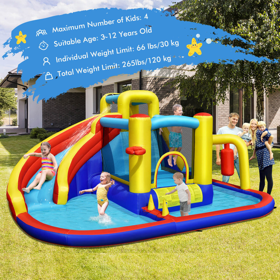 7-in-1 Inflatable Water Slide Water Park Kids Bounce Castle With 735W Air Blower Image 4