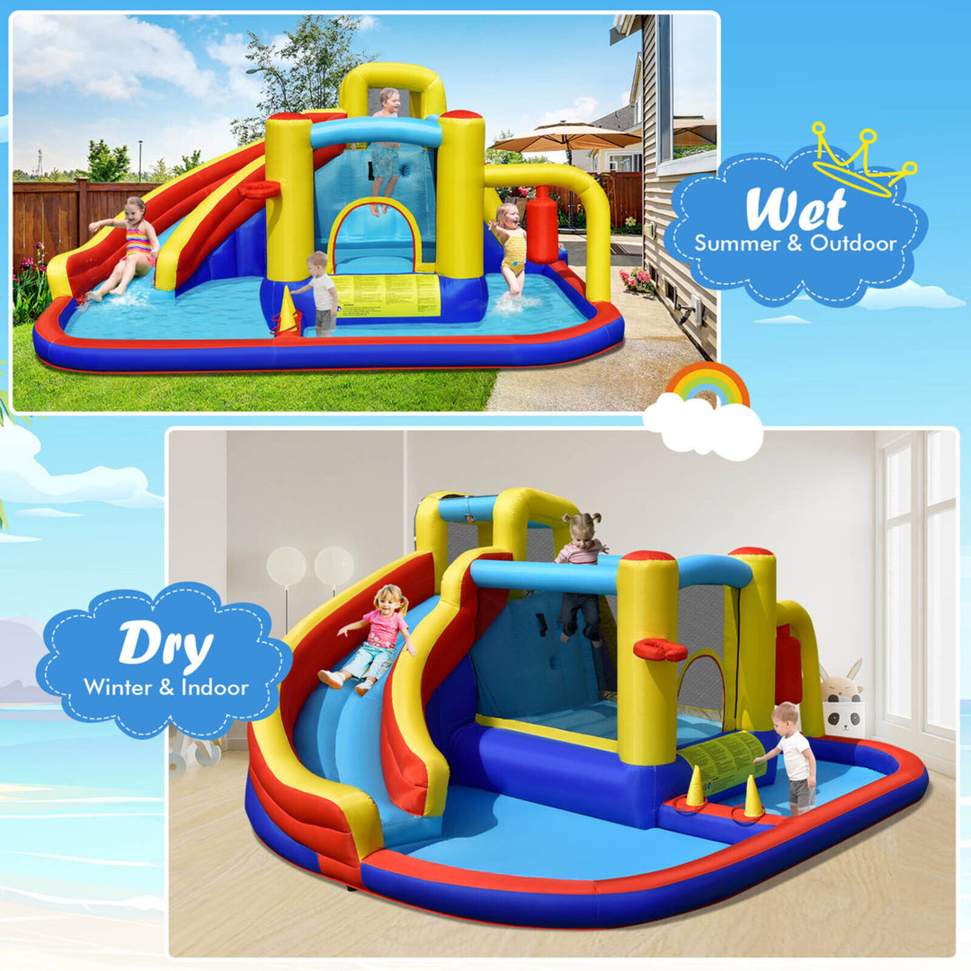 7-in-1 Inflatable Water Slide Water Park Kids Bounce Castle With 735W Air Blower Image 4