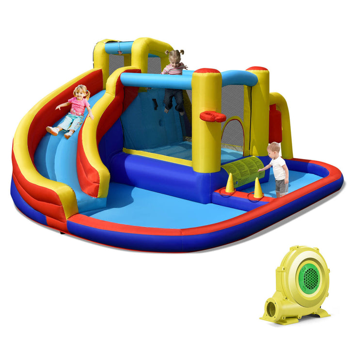 7-in-1 Inflatable Water Slide Water Park Kids Bounce Castle With 735W Air Blower Image 10