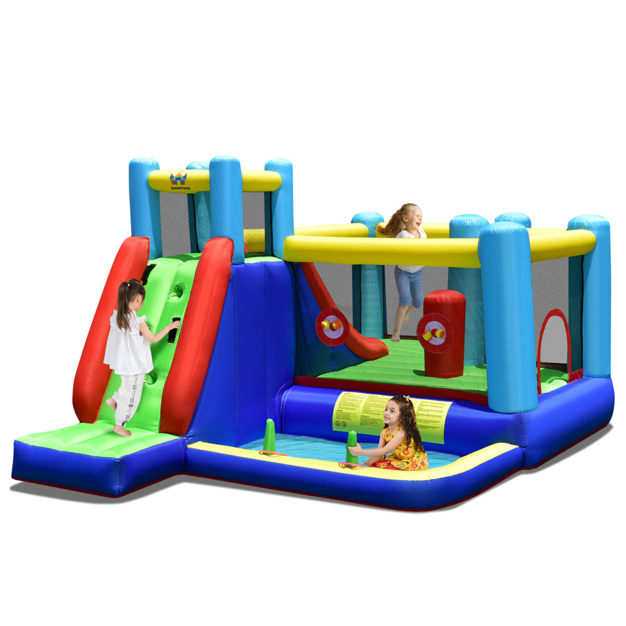 8-in-1 Kids Inflatable Bounce House Bouncy Castle Indoor Outdoor Without Blower Image 1