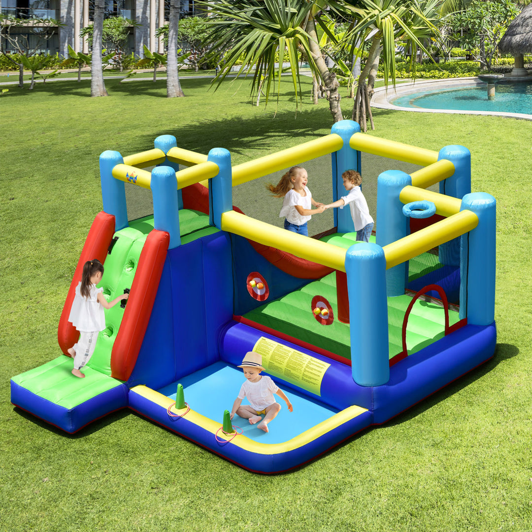 8-in-1 Kids Inflatable Bounce House Bouncy Castle Indoor Outdoor Without Blower Image 3