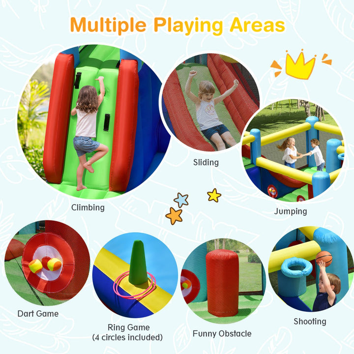 8-in-1 Kids Inflatable Bounce House Bouncy Castle Indoor Outdoor Without Blower Image 6